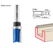 ЗУБР 15.8x25,4мм, хвостовик 8мм, фреза пазовая прямая с верхним подшипником