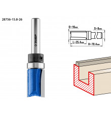 ЗУБР 15.8x25,4мм, хвостовик 8мм, фреза пазовая прямая с верхним подшипником