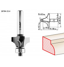 ЗУБР 25.4x13мм, радиус 6.3мм, фреза кромочная калевочная №1