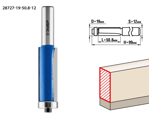 ЗУБР 19x50.8мм, хвостовик 12мм, фреза кромочная с нижним подшипником