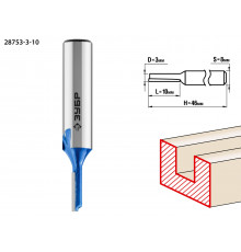 ЗУБР 3x10мм, хвостовик 8мм, фреза пазовая прямая