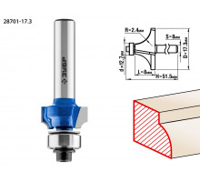 Кромочная калевочная фреза ЗУБР Профессионал №1, 17.3x8 мм, радиус 2.4 мм