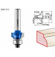 Кромочная калевочная фреза ЗУБР Профессионал №1, 17.3x8 мм, радиус 2.4 мм