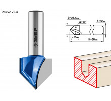 ЗУБР 25.4x25мм, угол 90°мм, фреза пазовая галтельная V-образная