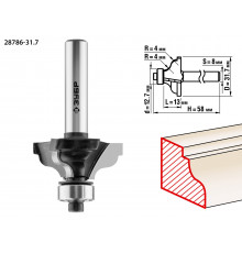 ЗУБР 31.7x13мм, радиус 4мм, фреза кромочная калевочная №3