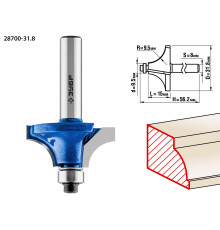 Кромочная калевочная фреза ЗУБР Профессионал №1, 31.8x15 мм, радиус 9.5 мм