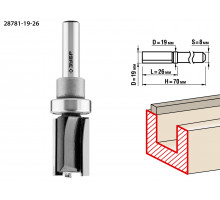 ЗУБР 19x26мм, хвостовик 8мм, фреза пазовая прямая с верхним подшипником