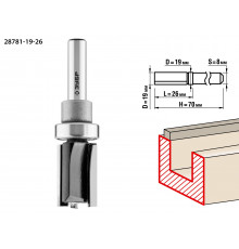 ЗУБР 19x26мм, хвостовик 8мм, фреза пазовая прямая с верхним подшипником