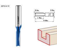ЗУБР 6x19мм, хвостовик 8мм, фреза пазовая прямая