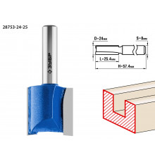 ЗУБР 24x25мм, хвостовик 8мм, фреза пазовая прямая