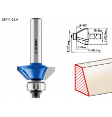 Кромочная калевочная фасочная фреза ЗУБР Профессионал №9, 25.4x8 мм