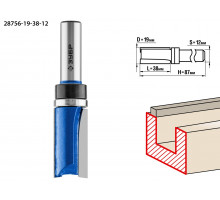 ЗУБР 19x38мм, хвостовик 12мм, фреза пазовая прямая с верхним подшипником