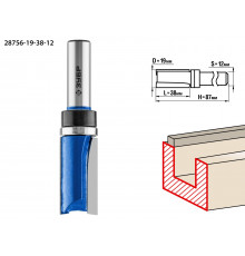 ЗУБР 19x38мм, хвостовик 12мм, фреза пазовая прямая с верхним подшипником