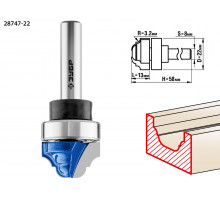 ЗУБР 22x13мм, радиус 3,2мм, фреза пазовая фасонная с верхним подшипником