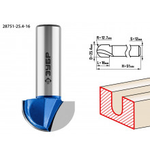 ЗУБР 25.4x16мм, радиус 12.7мм, фреза пазовая галтельная