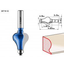 ЗУБР 32x38мм, хвостовик 12мм, фреза кромочная фигурная №7