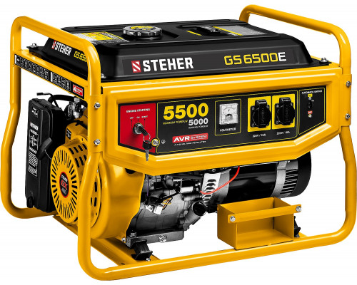 STEHER 5500 Вт, бензиновый генератор с электростартером (GS-6500E)