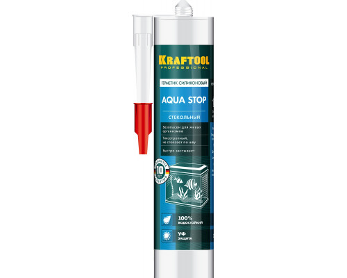 KRAFTOOL KRAFTSeal GX107 ″AQUA STOP″ 300 мл прозрачный, Стекольный силиконовый герметик (41256-2)