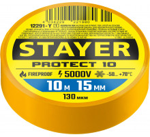 STAYER Protect-10 10м х 15мм 5000В желтая, Изоляционная лента ПВХ (12292-Y)