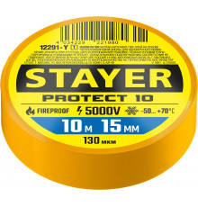 STAYER Protect-10 10м х 15мм 5000В желтая, Изоляционная лента ПВХ (12292-Y)