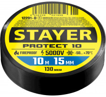 STAYER Protect-10 10м х 15мм 5000В черная, Изоляционная лента ПВХ (12292-D)