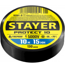 STAYER Protect-10 10м х 15мм 5000В черная, Изоляционная лента ПВХ (12292-D)