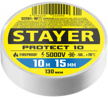 STAYER Protect-10 10м х 15мм 5000В белая, Изоляционная лента ПВХ (12292-W)