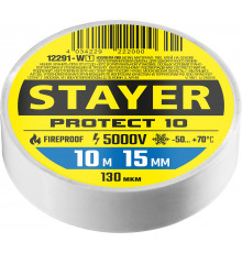 STAYER Protect-10 10м х 15мм 5000В белая, Изоляционная лента ПВХ (12292-W)