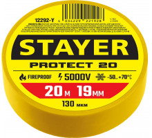 STAYER Protect-20 19 мм х 20 м желтая, Изоляционная лента ПВХ, PROFESSIONAL (12292-Y)