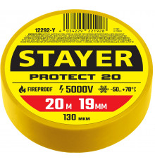 STAYER Protect-20 19 мм х 20 м желтая, Изоляционная лента ПВХ, PROFESSIONAL (12292-Y)