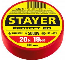 STAYER Protect-20 19 мм х 20 м красная, Изоляционная лента ПВХ, PROFESSIONAL (12292-R)