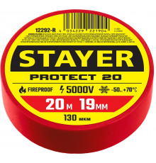 STAYER Protect-20 19 мм х 20 м красная, Изоляционная лента ПВХ, PROFESSIONAL (12292-R)