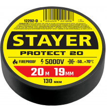 STAYER Protect-20 19 мм х 20 м черная, Изоляционная лента ПВХ, PROFESSIONAL (12292-D)