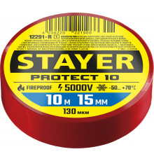 STAYER Protect-10 10м х 15мм 5000В красная, Изоляционная лента ПВХ (12292-R)