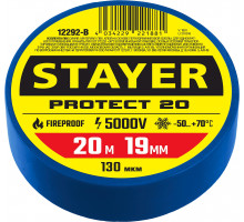 STAYER Protect-20 19 мм х 20 м синяя, Изоляционная лента ПВХ, PROFESSIONAL (12292-B)