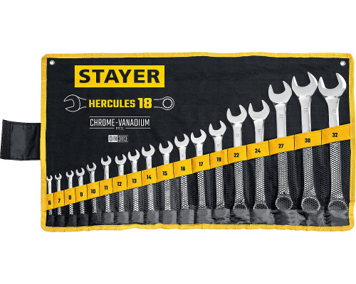 STAYER HERCULES, 18 шт, 6 - 32 мм, Набор комбинированных гаечных ключей (27081-H18)