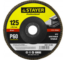 STAYER 125 мм, P60, КЛТ, Круг лепестковый торцевой, Professional (36581-125-060)