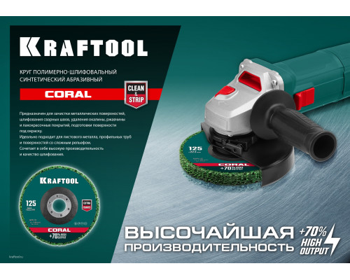 KRAFTOOL 125 х 22.2 мм, Круг полимерно-шлифовальный синтетический абразивный (36599-125)