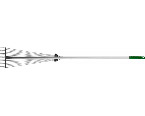 POCTOK РВ-15, 170-570 мм, длина 1180 мм, стальная рабочая часть, алюминиевый черенок, регулируемые веерные грабли (39640)