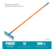 GRINDA PR-12T FIBER, 12 витых зубцов, размеры 380 х 100 х 1530 мм, углеродистая сталь, фиберглассовый черенок, PROLine (39654)