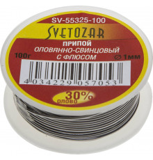 СВЕТОЗАР ПОС 30,1мм 100г трубка с флюсом, катушка, Припой (SV-55325-100)