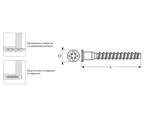 ЗУБР 7 x 50 мм, винт-конфирмат, цинк, 2000 шт (4-308070-70-050)