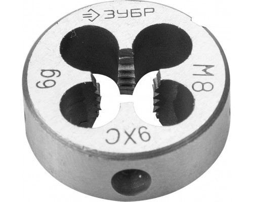 ЗУБР М8x1.0мм, сталь 9ХС, Плашка круглая ручная (4-28022-08-1.0)