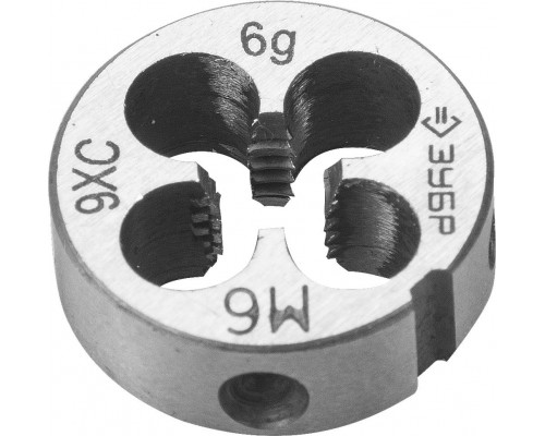 ЗУБР М6x1.0мм, сталь 9ХС, Плашка круглая ручная (4-28022-06-1.0)