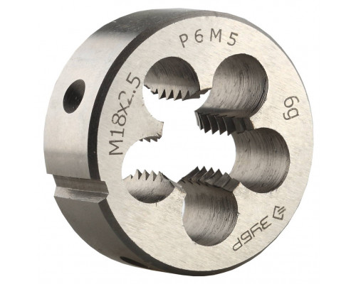 ЗУБР М18x2.5мм, сталь Р6М5, Плашка круглая машинно-ручная (4-28023-18-2.5)