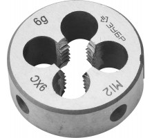 ЗУБР М12x1.75мм, сталь 9ХС, Плашка круглая ручная (4-28022-12-1.75)