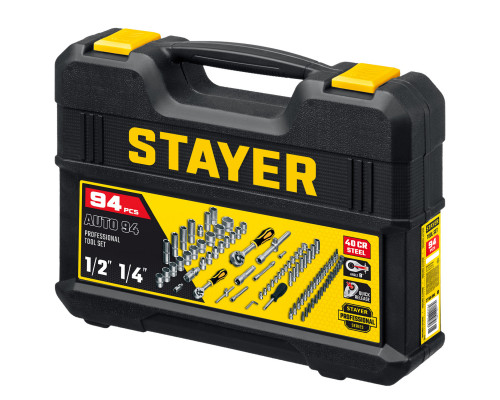 STAYER AUTO 94, 94 предм., (1/2″+1/4″), Универсальный набор инструмента (27760-H94)