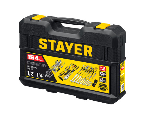 STAYER UNIVERSAL 150, 150 предм. (1/2″+ 1/4″), Универсальный набор инструмента (27710-H150)