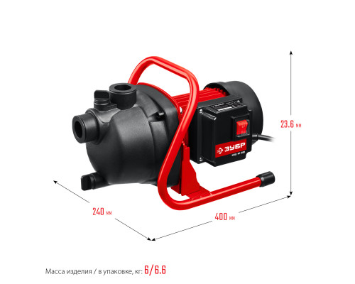 ЗУБР 600 Вт, поверхностный (садовый) центробежный насос (НПЦ-М1-600)