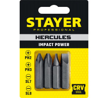 STAYER Hercules 36 мм, 4 шт, Биты для ударной отвертки (25667-S4)